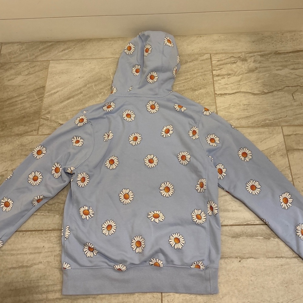 Nike French Terry Pullover Hoodie light blue‎ daisy pattern Size Small - Picture 5 of 7